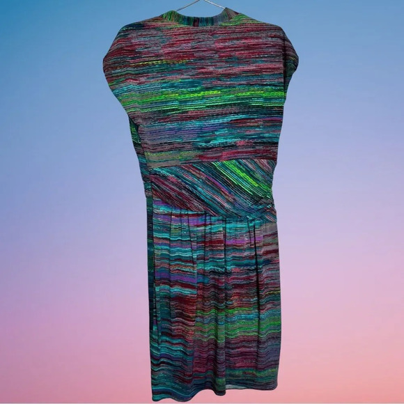 Maggy Boutique Paintstroke Peacock Multi-Colored Dress size 10 - Picture 2 of 6